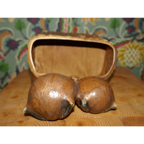 Vintage Napcoware Japan Pair of Pottery Owls Brown & Blue Planter C9238 - Picture 9 of 12